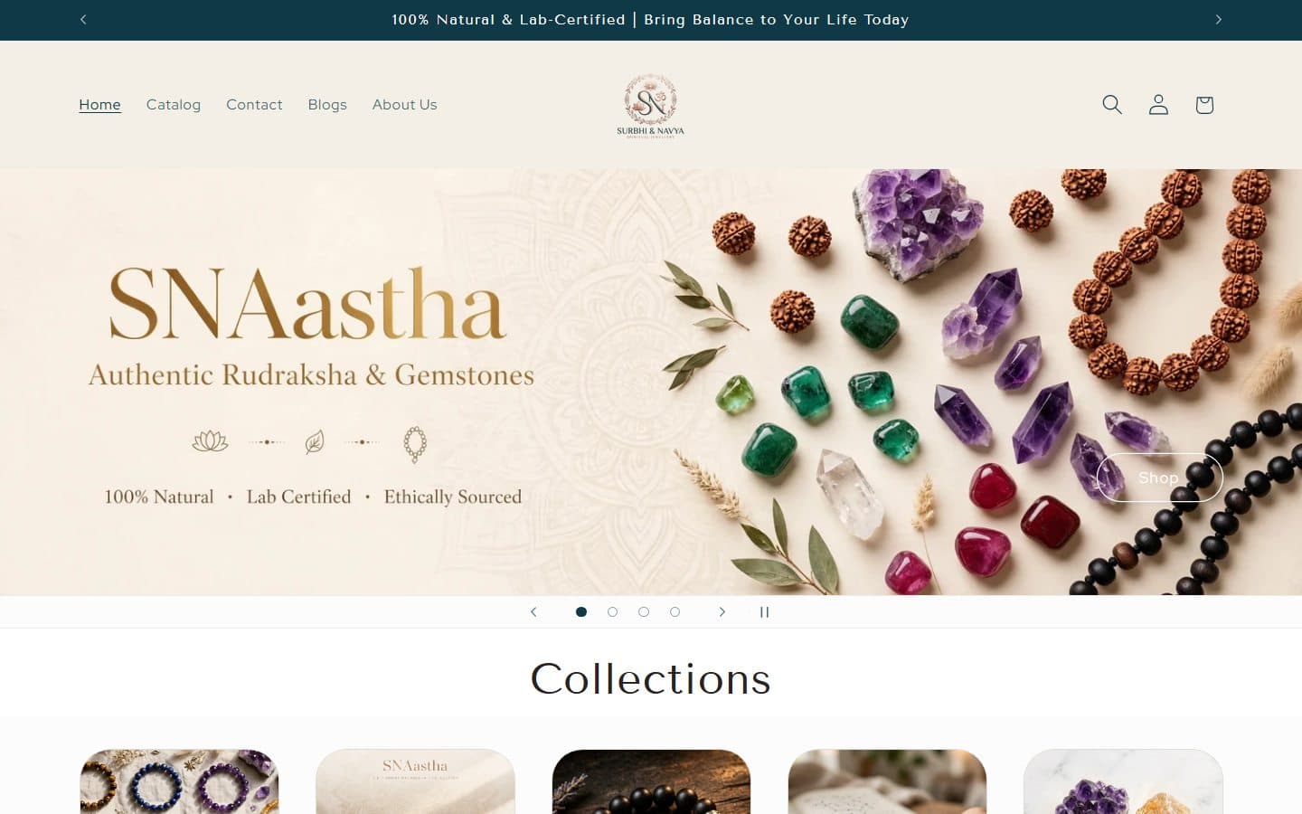 Homepage of SN Aastha (snaastha.myshopify.com)