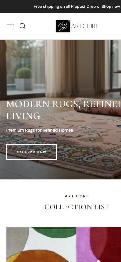Homepage of Artcore Rugs (artcore-com.myshopify.com)